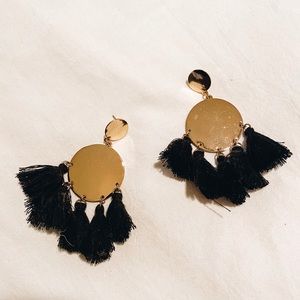 Black and gold tassel earrings